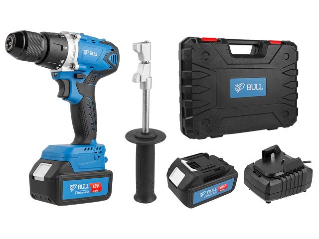 Аккумуляторный шуруповерт BULL SR 1802 (18В,2 акк.,4.0 А/ч Li-Ion,80Нм.)