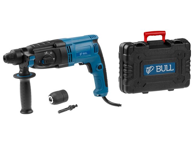 Перфоратор BULL BH 2601 (800Вт, 2.9Дж, 4реж., патрон SDS-plus, БЗП в комплекте, вес 3.3 кг)