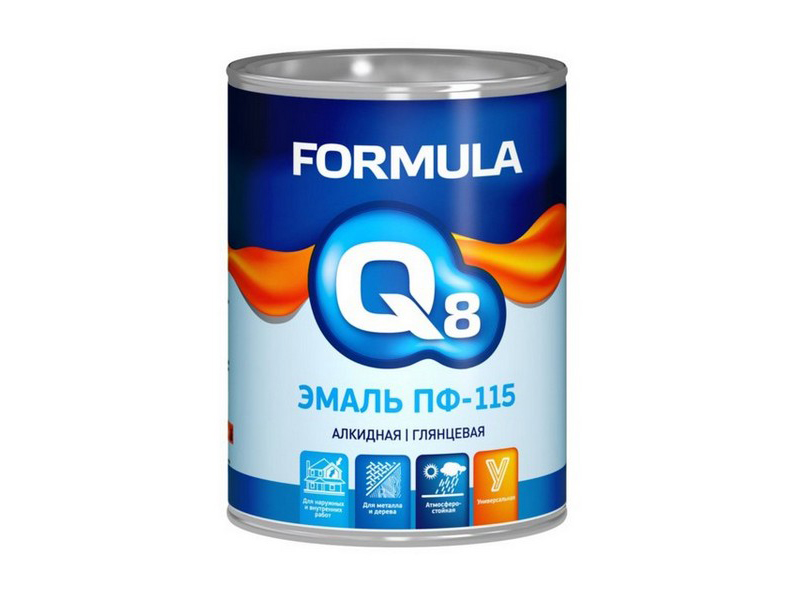 Эмаль ПФ-115 алкидная Formula Q8, глянцевая, 0,9 кг, черная (14 шт)