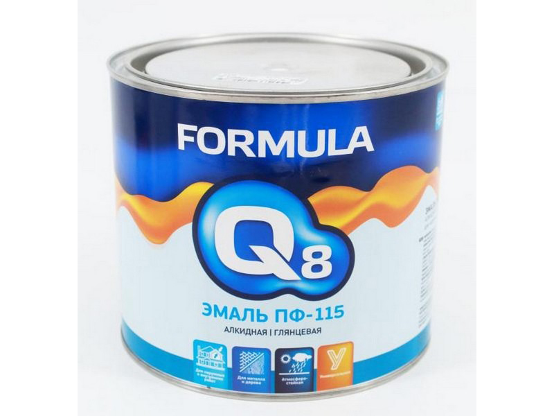 Эмаль ПФ-115 алкидная Formula Q8, глянцевая, 1,9 кг, красная (6 шт)