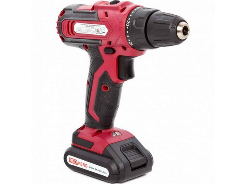 Аккумуляторный шуруповерт RedVerg RD-SD14L/2Y (14,4В,2акк.,1.5 А/ч Li-Ion,25 Нм.)