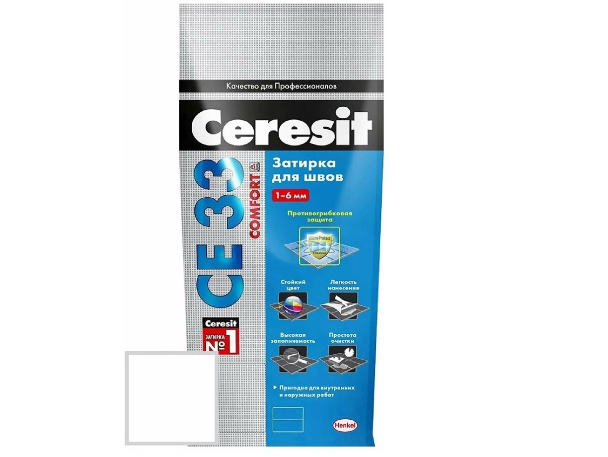 Затирка №01 СЕ 33 белая 2 КГ (1/12) «CERESIT»
