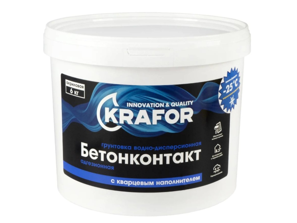 Грунтовка БЕТОН-КОНТАКТ 6 кг KRAFOR (штучно)