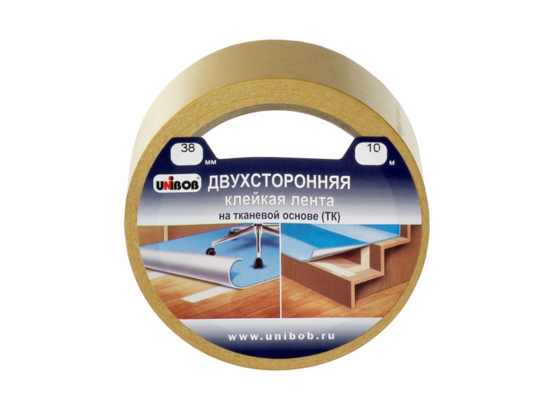 Скотч двусторонний тканевый 38мм*10м Unibob