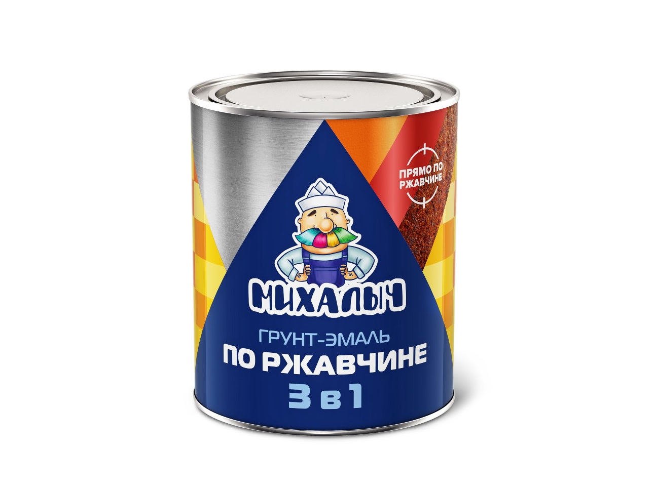 Грунт-эмаль по ржавчине 3 в 1 серая 1.8кг МИХАЛЫЧ
