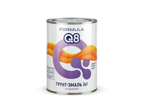 Грунт-эмаль по ржавчине красно-коричневая 0,8кг «FORMULA Q8»